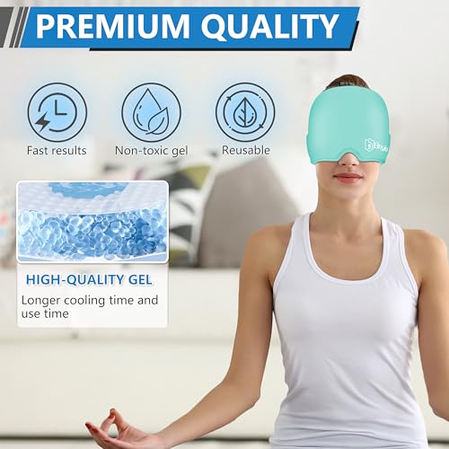 Migraine Relief Cap, All Around Gel Covered Reusable Headache Relief Cap, Blue Migraine Cap for Headache Relief, Puffy Eyes