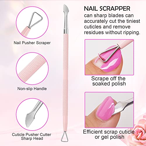 Makartt 3 Pcs Pink Cuticle Nipper Set, Stainless Steel Pusher & Scraper Pink-3pcs