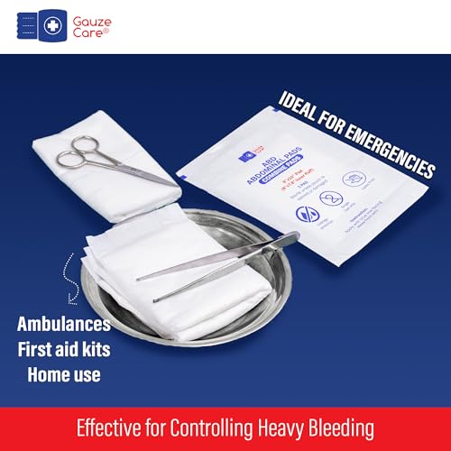 GauzeCare Sterile Abdominal- ABD Combine Pads| 24-Pack, 8x10 Inches| Extra Absorbent & Thick, Individually Wrapped Wound Dressing, First Aid Pads| Surgical-Grade, Nonstick- for Heavy Leakage, Post Op 8"x10" (24 Pads)