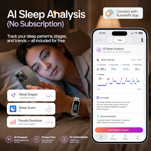 Lightweight Activity & Fitness Tracker with Subscription-Free App Control, AI Sleep Insights, 24/7 Heart Rate & Blood Oxygen Tracking, 16 Sport Modes, Waterproof Smart Watch for Men & Women Silver