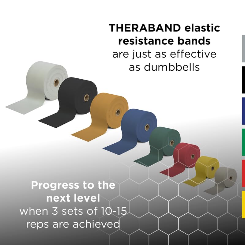 THERABAND Resistance Bands, 6 Yard Roll Professional Latex Elastic Band For Upper Body, Lower Body, & Core Exercise, Physical Therapy, Pilates, At-Home Workouts, & Rehab, Gold, Max, Level 8 Level 7 / Max - Gold