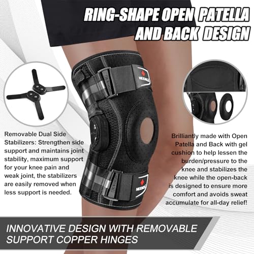 NEENCA Professional Knee Brace, Hinged Knee Support for Women & Men Relief Black-Single X-Large