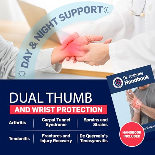 Doctor-Developed Carpal Tunnel Wrist Brace Night Support, Thumb Spica Splint Left Hand for De Quervains Tenosynovitis, Tendonitis, Wrist Brace With Thumb Support-Small/Medium-Women & Men, Black Left Hand - Black Small/Medium