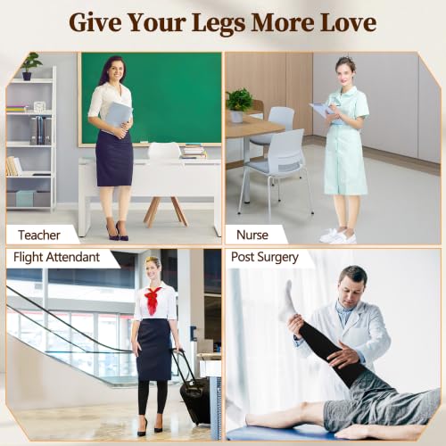 Medical Compression Stockings, 20-30 mmHg Thigh High Support Socks X-Large Black