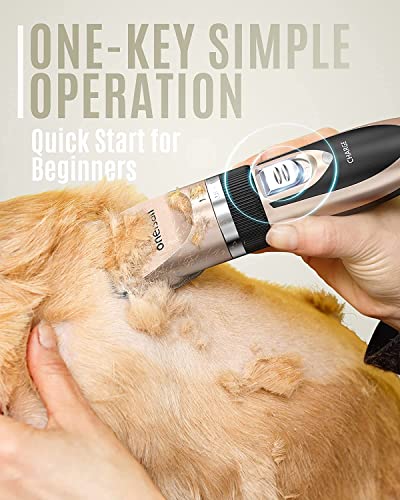 oneisall Low Noise Dog Clippers Grooming Kit for Dogs Cats Pets Gold