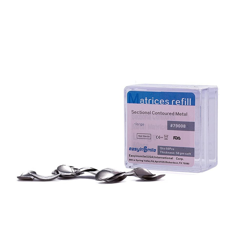 Dental Matrix Bands 3 Packs Sectional Contoured Metal Matrices System 50μm for Tooth Interproximal Refill Large Size 3 Packs Large