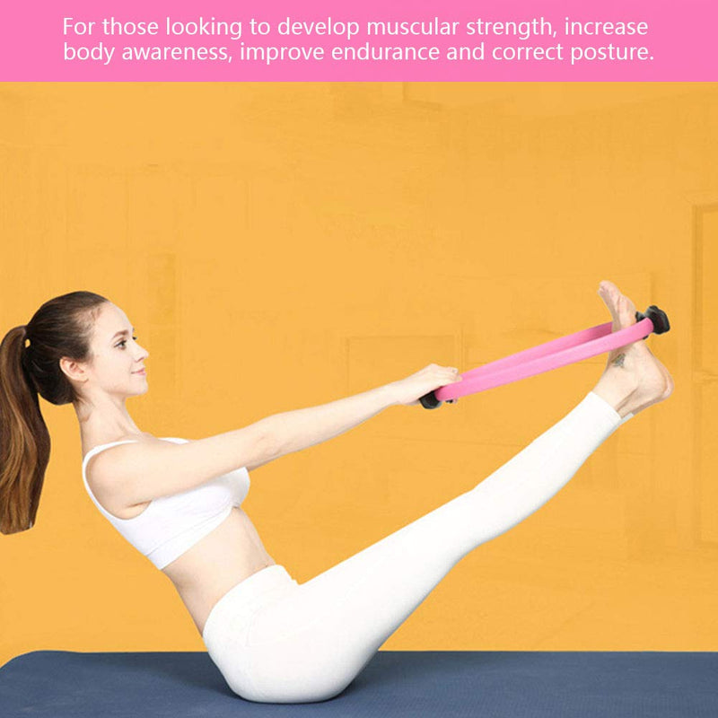 ZJchao Yoga Pilates Ring Circle for Thighs Legs Fitness Strengthen Core Back Improve Muscle Mobility Lightweight Portable Green Pink Black 15 in Diameter (Roseate)