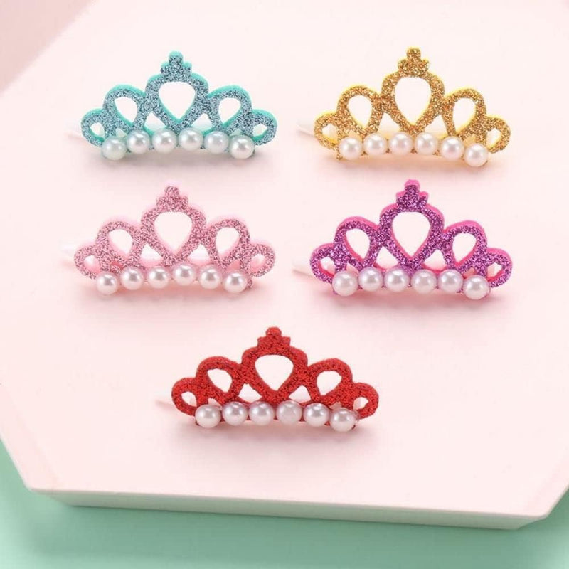 1 Pc Pet Small Dogs Cat Faux Pearl Crown Shape Bows Hair Accessories, Pets Hair Clips Dog Accessories DIY Pet Grooming Supplies Apparel Accessories (Pink) Pink - BeesActive Australia