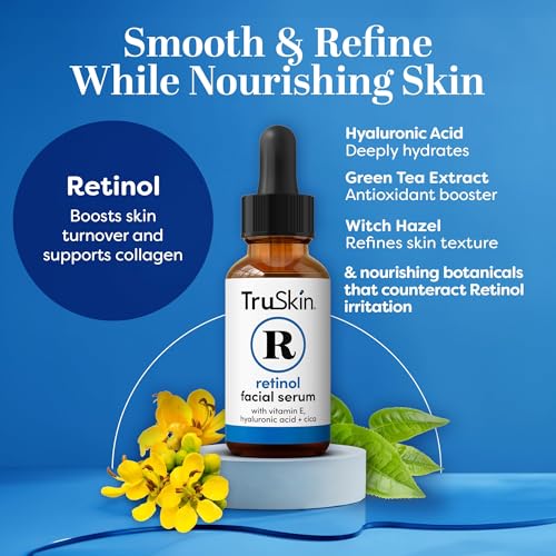 TruSkin Retinol Serum for Face with Hyaluronic Acid & Cica, 2 fl oz 2 Fl Oz (Pack of 1)