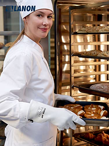 LANON Liquid Silicone Oven Mitts,Heat Resistant,Coral Air Liner,White,Large White Regular L/9
