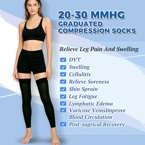 Medical Thigh High Compression Stockings Graduated Compression Socks 4X-Large Black