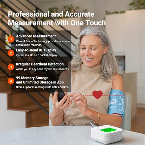 iHealth Track Smart Upper Arm Blood Pressure Monitor with Wide-Range Cuff 1 Count (Pack of 1)