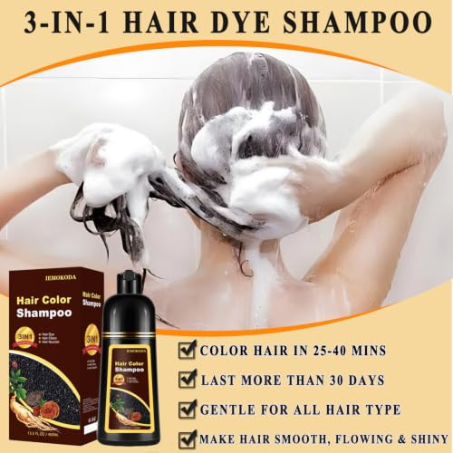 Cherry Brown Hair Dye Shampoo 3 in 1 for Vibrant Hair,Natural Color Shampoo Cherry Brown