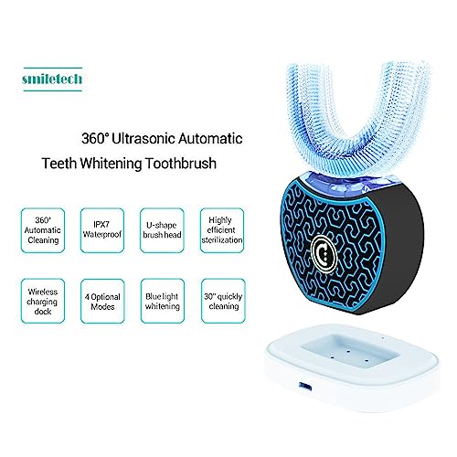 Sonic Glow Toothbrush, Whitening Kit with 2 Brush Heads | for Adults, Deep Teeth Whitening, Rechargeable, 4 Modes, Waterproof, Travel-Friendly, Replacement Heads Included,White White