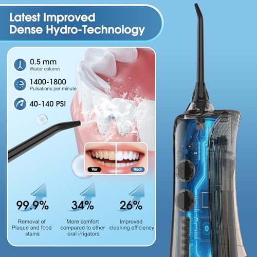 Leominor Water Dental Flosser Teeth Pick - Rechargeable Travel Irrigation Cleaner IPX7 for Home Travel(2 Packs)