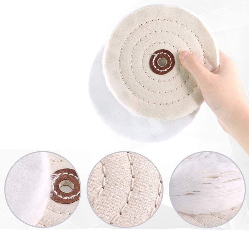 4” Buffing Wheel with Polishing Compound and 1/4” Shaft Drill Adapter Set, 8 Pcs Polishing Tool Kit, Bench Grinder