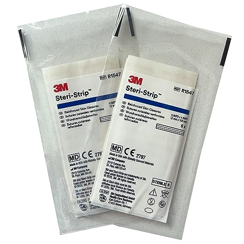 Rescue Essesntials - 3M Steri-Strip Reinforced Skin Closures (1/2 in x 4 in) - 12 Count (2 Packages of 6)