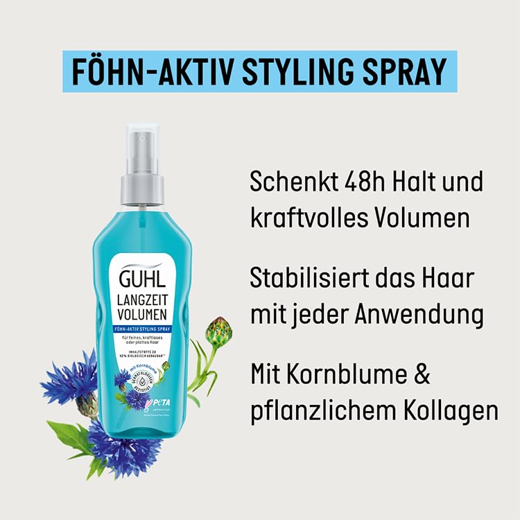 Guhl Föhn-Active Styling Spray - Contents: 150 ml - From the long-term volume series - Hair type: fine, weak or flat - Dermatologically confirmed (pack of 2) Jasmin 150 ml (pack of 2) - BeesActive Australia