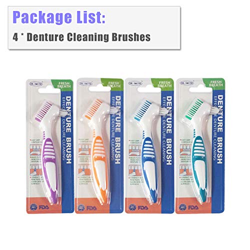 4 Pcs Denture Brushes with Double Sided Denture Cleaning Brush Heads for Denture Care (4Pcs) 4pcs - BeesActive Australia
