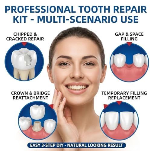 Tooth Repair Kit Zinc Oxide Eugenol Cement Dental Care Kit, Temporary Teeth Replacement, Dental Care Repair for Broken Chipped Teeth, Crown Fillings & Bridges 2PCS