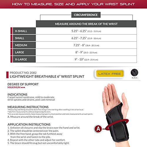 OTC Wrist Splint, 6-Inch Petite or Youth Size, Wrist Sprains, Post Cast Removal, Lightweight Breathable, Medium, 6 Inch (Left Hand) Medium (Pack of 1) 6 Inch (Left Hand)