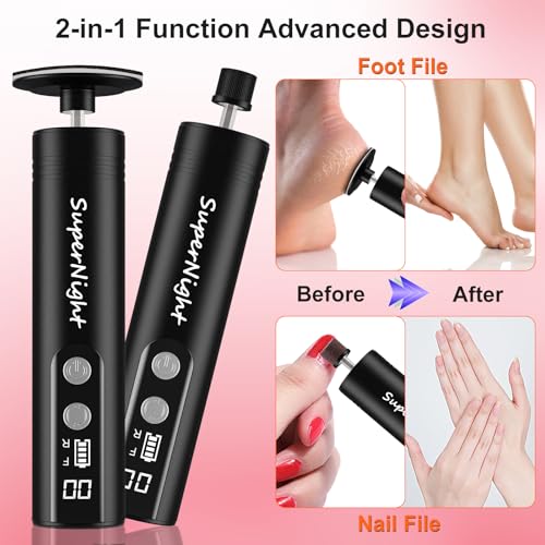 Cordless Electric Foot Callus Remover, 2 in 1 Electric Foot Nail File