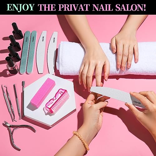 FANDAMEI Nail Care Kit, Nail Files 100/180, Nail Buffer Block, Cuticle Nippers, Cuticle Trimmer, Cuticle Pusher, Nail Tools, Nail Kit, Pedicure & Manicure Tools, Nail Prep Kit, Manicure Kit for Women C-pink