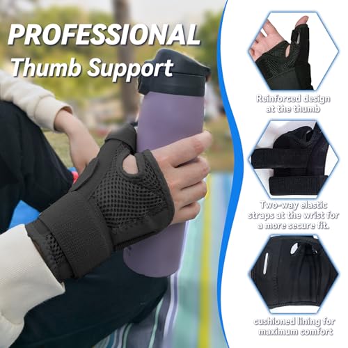 New Updated Thumb Brace for Women and Men, Reversible Trigger Thumb Splint for Day & Night Support, Breathable Thumb Stabilizer for Arthritis, Tendonitis, Sprains Thumb Pain Relief (Black) Black