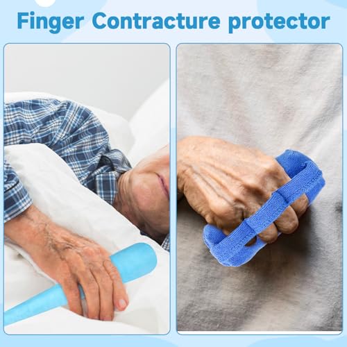 6 Pcs Palm Protector for Hand Contracture Carrot Shape Cushion Fluff Finger Contracture Cushion with Elastic Band & Finger Sepereter Prevent Hand Contracture for Parkinson Dementia Arthritis