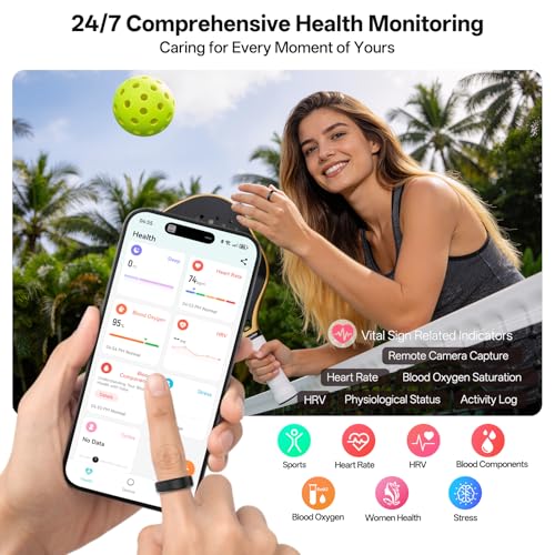 Smart Ring for Women & Men, Health Fitness Tracker Ring Silver 13#