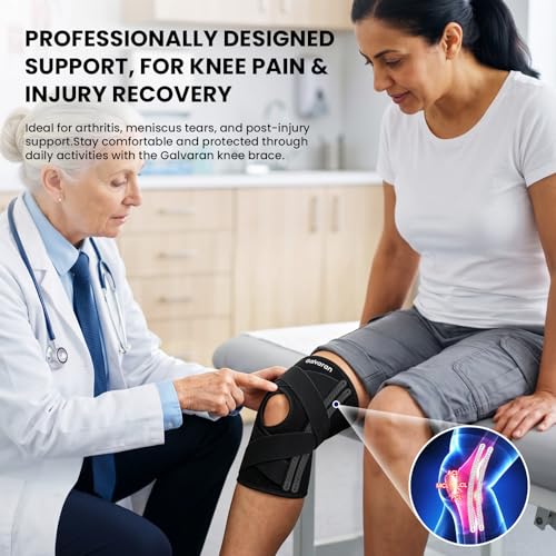 Galvaran Knee Brace for Men & Women - ACL, MCL, Meniscus Tear Support & Arthritis Pain Relief - Stabilizing Knee Braces Support with Side Stabilizers & Patella Gel Pad Black XX-Large