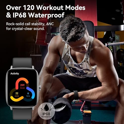 Smart Watch for Women Men, 1.85" HD AMOLED Fitness Tracker (Answer/Call) with 24/7 Heart Rate/Sleep/SpO2 Monitor for iPhone & Android, 120+ Sports Modes Smartwatch with IP68 Waterproof, 2 Bands Black