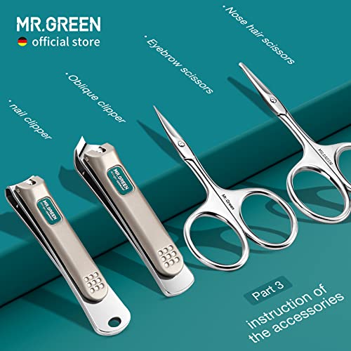 MR.GREEN Manicure Set 12 in 1 Multi-Function Nail Clippers Personal Care Tool Kits Stainless Steel Pedicure Sets with Leather Case Idea Gift (12Pcs Set)