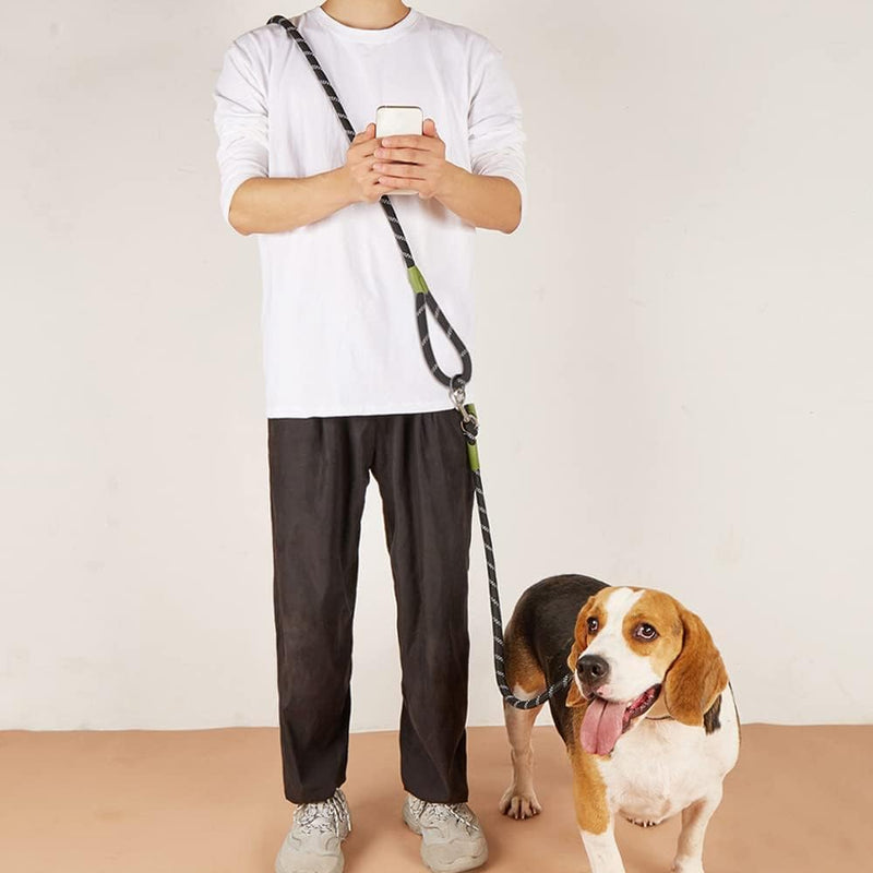 pawstrip Hands Free Dog Leash Waist & Crossbody Rope with Slip Lead Durable for 2 Dogs Nylon Reflective Heavy Duty Hiking Running Leash for Medium Large Dogs (Black) Black - BeesActive Australia