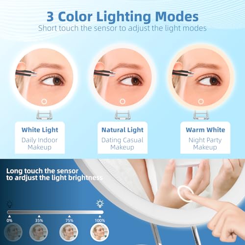 40X Magnifying Mirror with Lights, 6inch Makeup Mirror, Compact Travel Size White-40x 6"L x 6"W