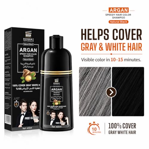 Dark Brown Hair Dye Shampoo, 2-in-1, 420ml, Gray Coverage Dark Brown
