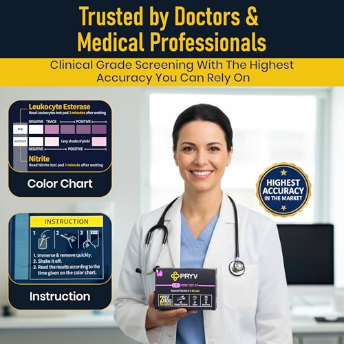 2 in 1 UTI Test Strips for Women & Men with Sterile Cups & Gloves 25 Count (Pack of 1)