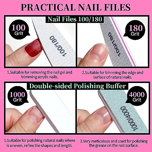 FANDAMEI Nail Care Kit, Nail Files 100/180, Nail Buffer Block, Cuticle Nippers, Cuticle Trimmer, Cuticle Pusher, Nail Tools, Nail Kit, Pedicure & Manicure Tools, Nail Prep Kit, Manicure Kit for Women C-pink