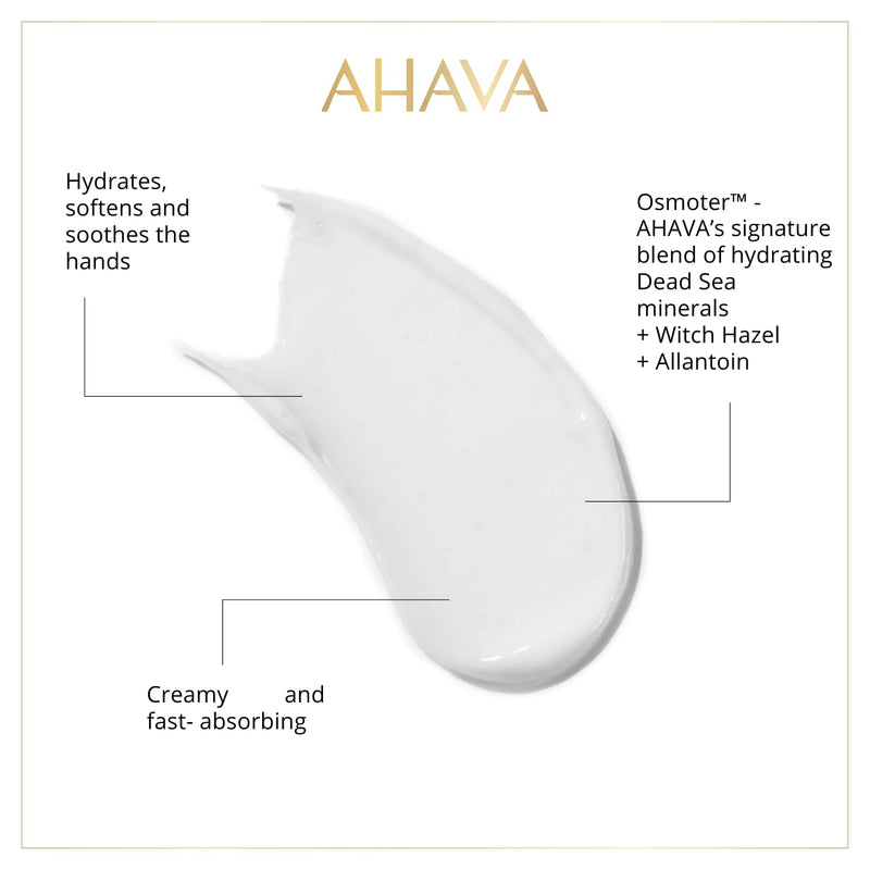 AHAVA Dead Sea Water Mineral Hand Cream - Hand Moisturizer For Dry Cracked Hands, Light & Fast Absorbing, Enriched with Exclusive blend Osmoter, Smoothing Witch Hazel & Soothing Allantoin Original 3.4 Fl Oz (Pack of 1) - BeesActive Australia