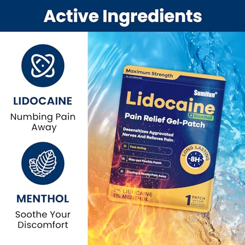 Sumifun 4% Lidocaine Patches Plus 1% Menthol 15 Counts(Pack of 1) Large 15.0