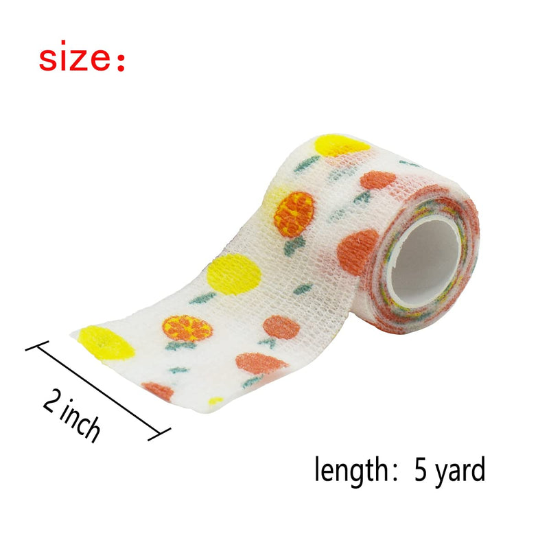 Vet Tape wrap, wrap Bandage 2 inch 6 Rolls,Adhesive wrap Bandage for The Person or The Pets (cat,Dogs,Horse and Other Animal) who was injure or Have Wounds (Fruits 6pcs) Vukayo001 - BeesActive Australia