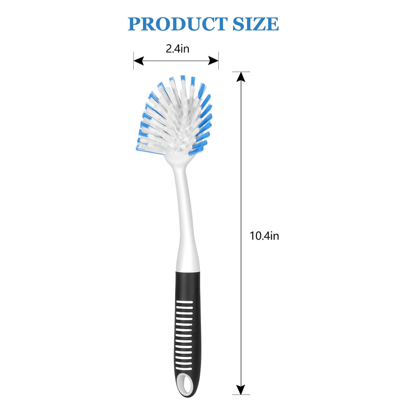 SetSail Dish Brush with Handle, 2 Pack Stiff Bristles Dish Scrubber with Built-in Scraper Dish Scrub Brushes for Cleaning Dishes, Pots and Pans, Kitchen Sink Black-blue - BeesActive Australia