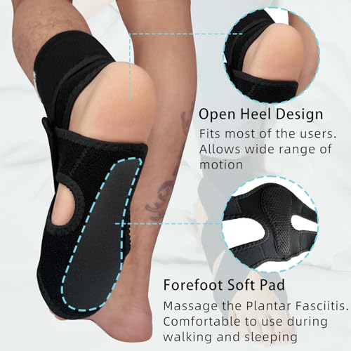 AFO Foot Drop Brace for Walking - Plantar Fasciitis Night Splint Black-Right