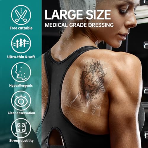 Dimora Waterproof Transparent Film Dressing, Large Clear Wound Bandages 6x8 inch 50 Pack, Post Surgical Skin Protector, Adhesive Medical Pad for Swimming,Showering,Tattoo Aftercare,IV Fixing 6"x 8"(50 PCS)