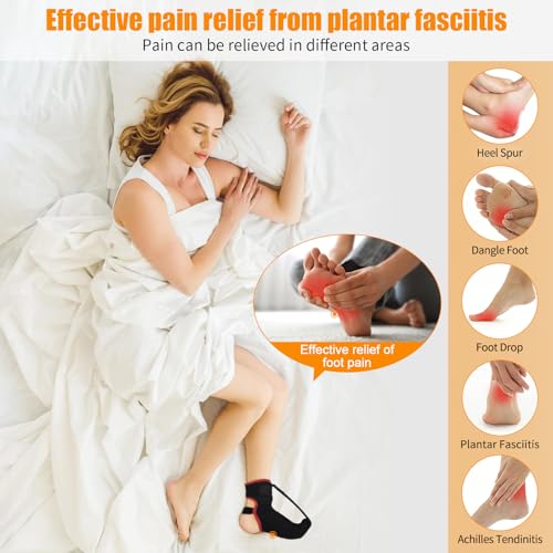 Plantar Fasciitis Night Splint Sock: Upgraded Plantar Fasciitis Brace with Support Plate for Women Men for Achilles Tendonitis Foot Drop Heel Spur Pain Relief Black-Red Medium