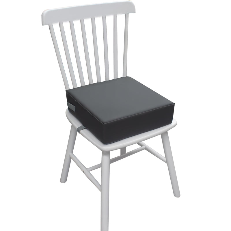 Booster Seat for Dining Table, PU Anti-Scratch Easy Cleaning Kids Toddler Booster Seat for Table, Portable Increasing Booster Cushion with Non-Slip Bottom and Adjustable Elasticity Straps Dark Gray - BeesActive Australia