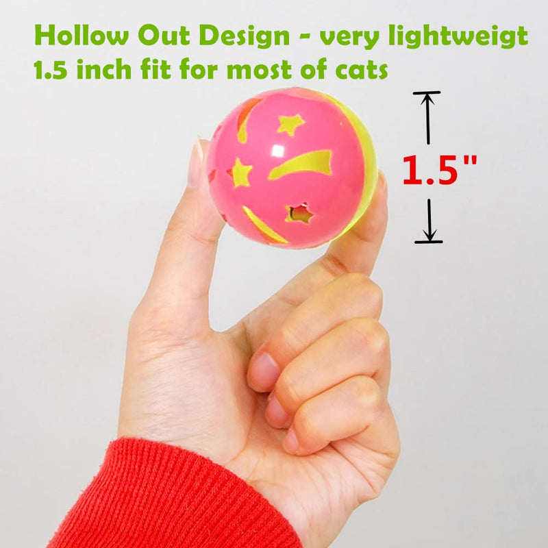 Cat Jingle Balls Toys 10Pcs 6 Styles for Indoor Cats - Plastic Lattice Cat Balls with Bells Kitten Rattle Toy, Gift Box and 1.5" - BeesActive Australia