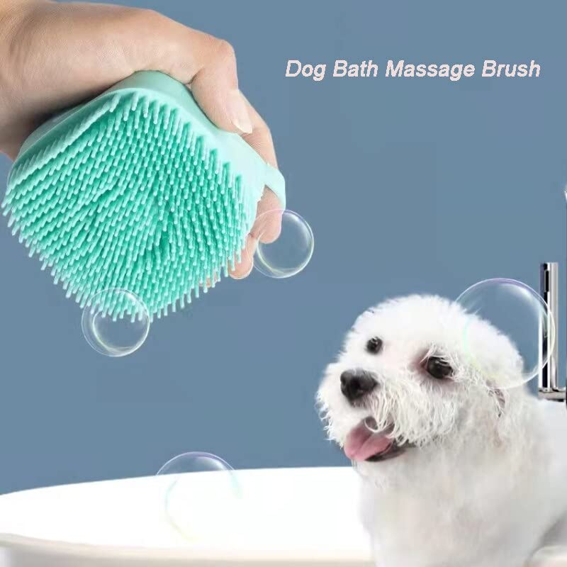 Dog Bath Brush Silicone Rubber Dog Grooming Brush Silicone Puppy Cat Grooming Cleaning for Short Long Haired Dogs and Cats Washing (Blue) Blue - BeesActive Australia