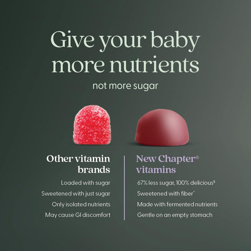 New Chapter Prenatal Multivitamin Gummies, Berry Citrus, 90 Count | 67% Less Sugar Prenatal Gummies with Methylfolate, Vitamin D3, Choline, and Ginger for Healthy Mom and Baby, Non-GMO