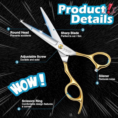 Professional Hair Cutting Scissors, Barber Shears with Razor Sharp Handcrafted Blades, Premium Stainless Steel for Salon Quality Home Use & Gift Box 5.5 inch